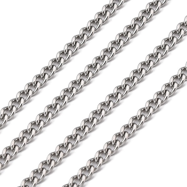 

PandaHall 304 Stainless Steel Curb Chains, with Spool, Unwelded Twisted Chains, Stainless Steel Color, 4x3x0.8mm, about 164.04 Feet...
