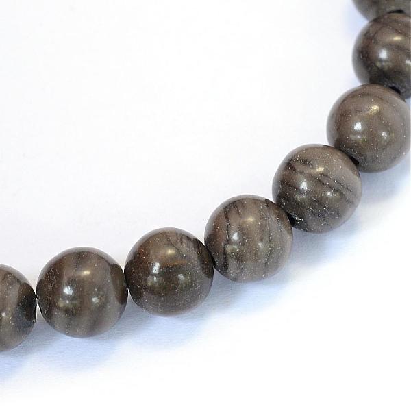 

PandaHall Natural Black Wood Lace Stone Round Bead Strands, 6~6.5mm, Hole: 1mm, about 63pcs/strand, 15.5 inch Wood Lace Stone Round