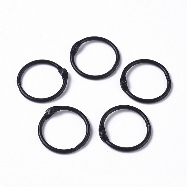 

PandaHall Baking Painted Iron Loose Leaf Book Binder Hinged Rings, Black, 30.5x31x4.5mm Iron Black