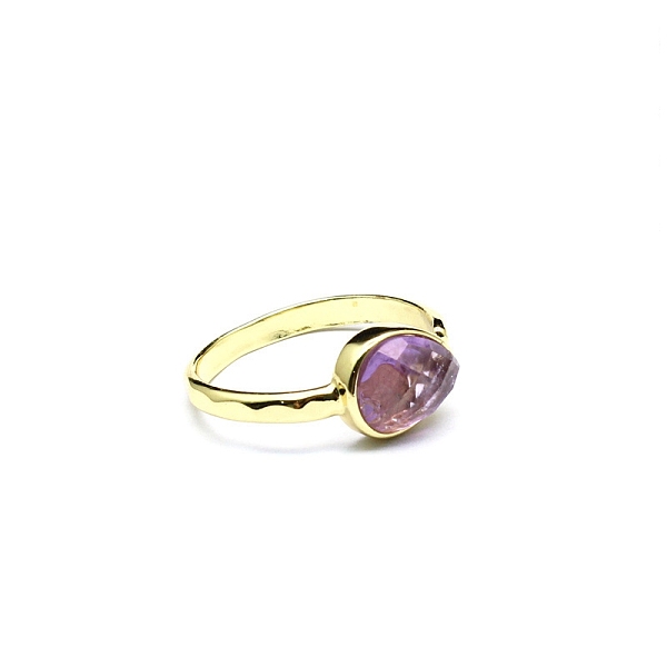 

PandaHall Natural Amethyst Teardrop Open Cuff Rings, Golden Brass Ring, US Size 8(18.1mm) Amethyst Teardrop