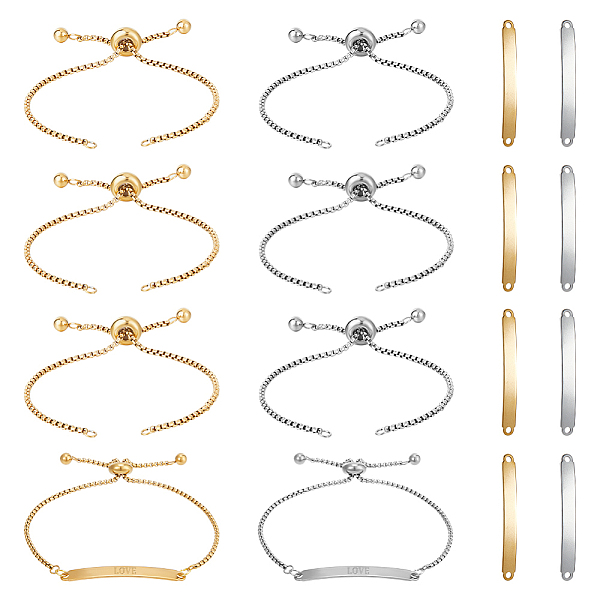 

PandaHall Unicraftale DIY Stamping Blank Rectangle Slider Bracelet Making Kit, Including 304 Stainless Steel Slider Bracelets Making, Links...
