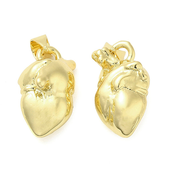 

PandaHall Rack Plating Brass Pendants, Long-Lasting Plated, Cadmium Free & Lead Free, Heart Charm, Real 18K Gold Plated, 18x11x7.5mm, Hole...