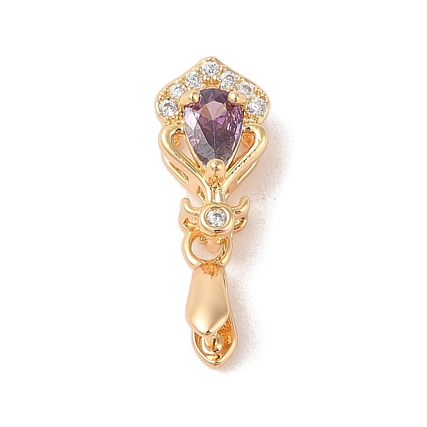 Golden Brass Micro Pave Clear Cubic Zirconia Ice Pick Pinch Bails