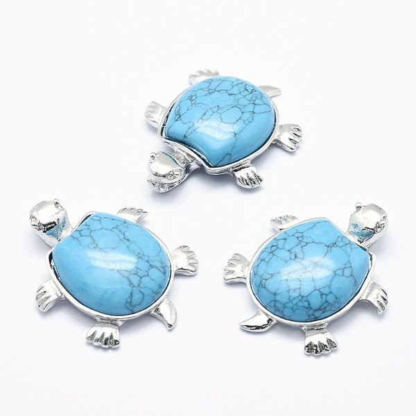 

PandaHall Synthetic Turquoise Pendant, with Alloy Findings, Tortoise, Platinum, Dyed, 38x30.5x8.2mm, Hole: 3x4.5mm Synthetic Turquoise...