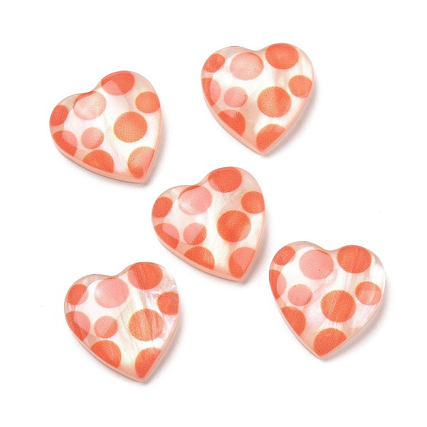 

PandaHall Printed Opaque Resin Cabochons, Heart, Light Salmon, Round Pattern, 16x16x5mm Resin Round