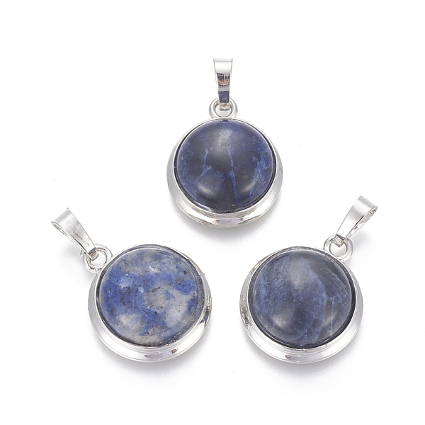 

PandaHall Natural Sodalite Pendants, with Brass Findings, Half Round, Platinum, 23~24x19~20x8~10mm, Hole: 8x5mm Sodalite Half Round