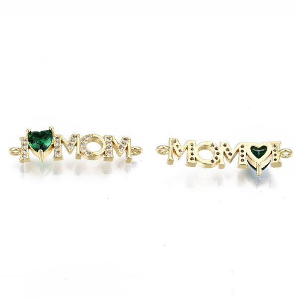 

PandaHall Real 16K Gold Plated Brass Micro Pave Cubic Zirconia Links Connectors, for Mother's Day, Cadmium Free & Nickel Free & Lead Free..., Green