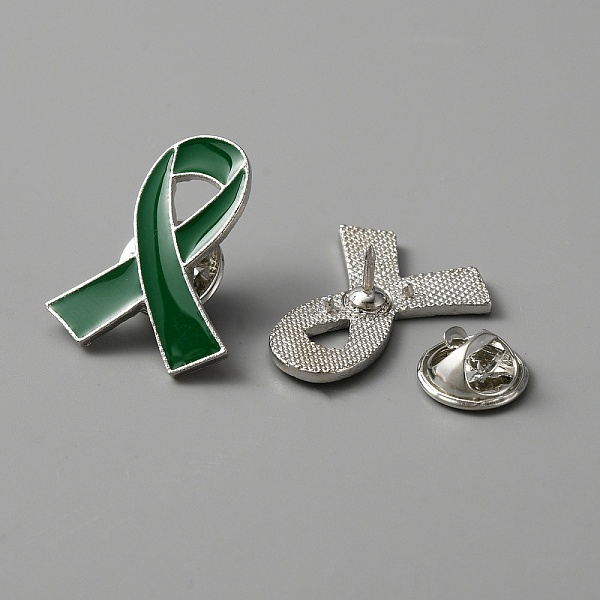 

PandaHall Awareness Ribbon Enamel Pin, Platinum Alloy Brooch for Backpacks Clothes Jackets Hats, Dark Green, 26x21x1.5mm, Pin: 1mm...