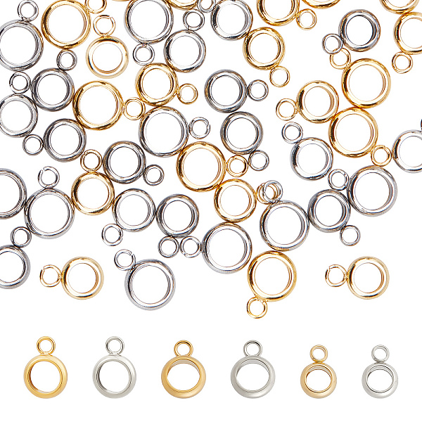

PandaHall SUNNYCLUE 1 Box 60Pcs Stainless Steel Bail Beads Tube Bails Loop Hanger Links Connectors with Loop European Large Hole Spacer...