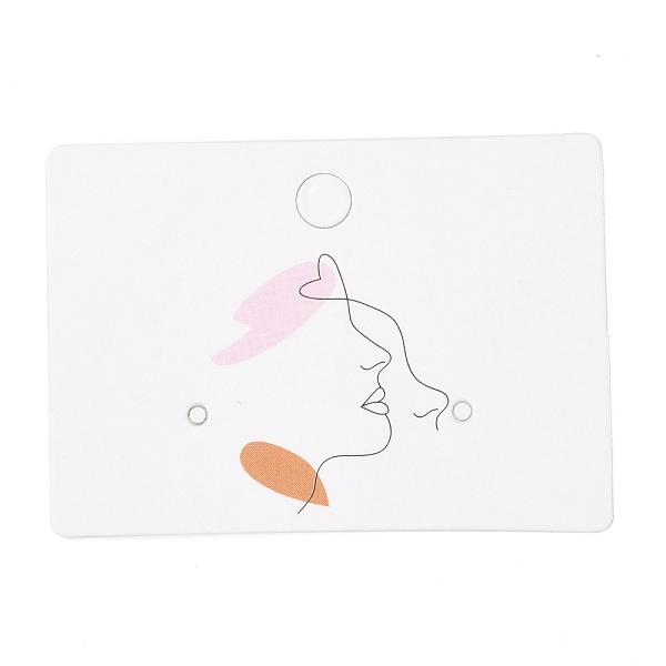 

PandaHall Rectangle Cardboard Jewlery Display Cards, for Earring Display, Face Pattern, 3.5x5x0.04cm, about 100pcs/bag Paper Body