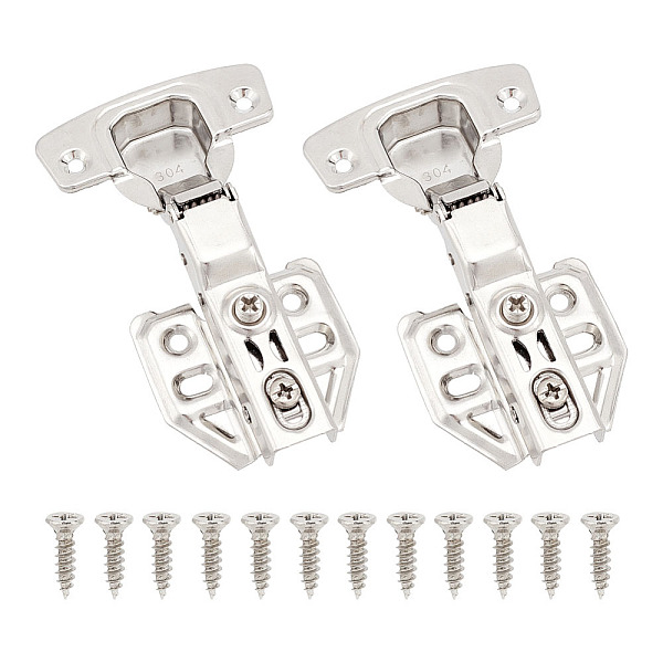 

PandaHall AHANDMAKER 1 Pair Cabinet Hinges, 95-115 Degree Lazy Susan Hinges Soft Close Face Frame Plate Steel Corner Cabinet Hinge with...