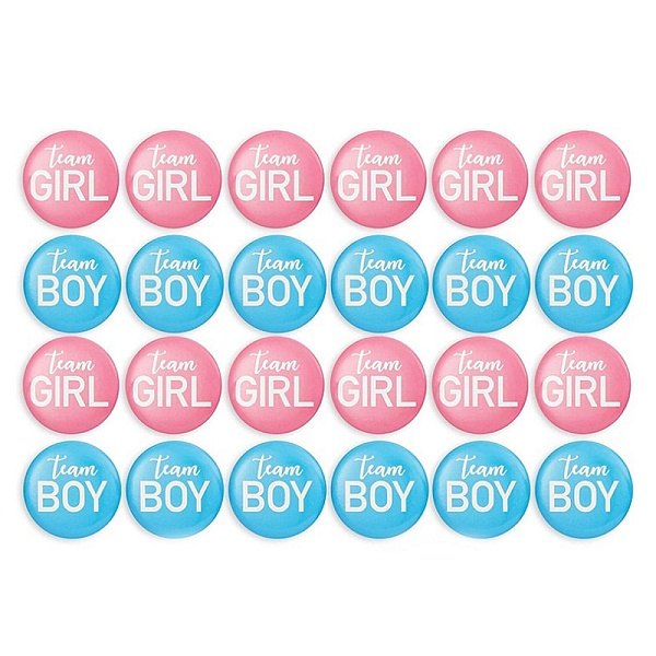 

PandaHall Tinplate Safety Brooches, with Iron Pin, Flat Round with Word Team Girl & Team Boy, Mixed Color, 50mm, 24pcs/set Tinplate Word..., Multicolor