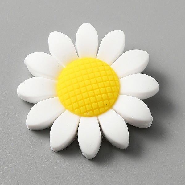 

PandaHall Food Grade Eco-Friendly Silicone Beads, Chewing Beads For Teethers, DIY Nursing Necklaces Making, Sunflower, White, 39.5~40x9.5mm...