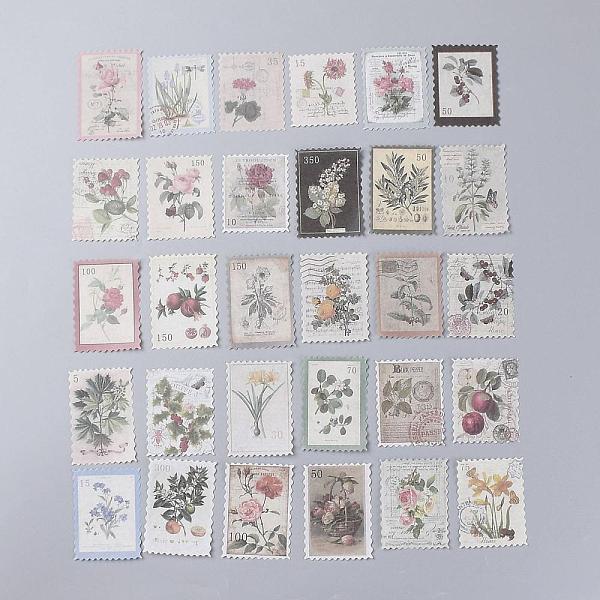 PandaHall Vintage Postage Stamp Stickers Set, for Scrapbooking, Planners, Travel Diary, DIY Craft, Plants Pattern, 6.8x4.7cm, 60pcs/set...