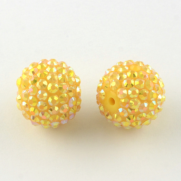 

PandaHall AB-Color Resin Rhinestone Beads, with Acrylic Round Beads Inside, for Bubblegum Jewelry, Gold, 12x10mm, Hole: 2~2.5mm...