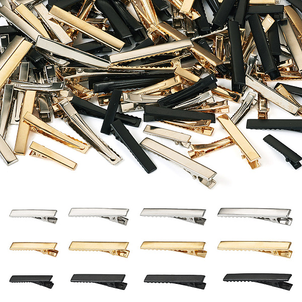 

PandaHall 120Pcs 12 Style Iron Alligator Hair Clips Findings, Mixed Color, 64~57x8~11x8~10mm, 10pcs/style Iron