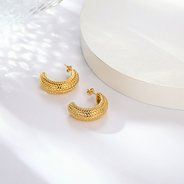 

PandaHall 304 Stainless Steel Arch Stud Earrings, Half Hoop Earrings, Golden, 27x10mm 304 Stainless Steel Arch