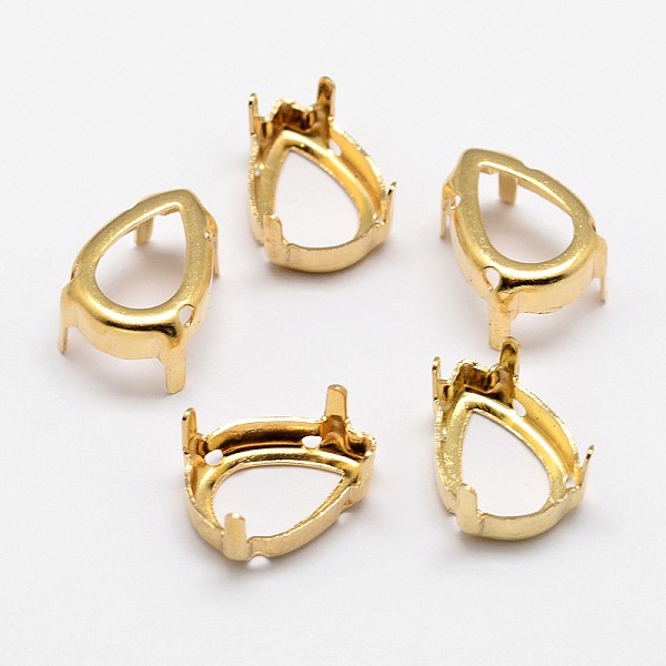 

PandaHall Flat Teardrop Brass Sew on Prong Settings, Claw Settings for Pointed Back Rhinestone, Open Back Settings, Golden, 14x10x0.4mm, Fit...
