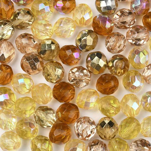 

PandaHall Fire-Polished Czech Glass Beads, Faceted, Ananas, Yellow, 10x10mm, Hole: 1.4mm, about 60pcs/bag Czech Glass Round Yellow