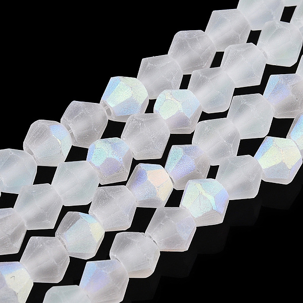 Imitez des brins de perles en verre givré bicône en cristal autrichien