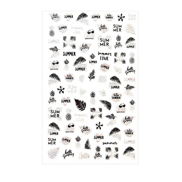 

PandaHall Shining Watermark Slider Art Stickers, 3D Hot Stamping Nail Decals, Self Adhesive, for Manicure Decorations, Leaf Pattern..., Black