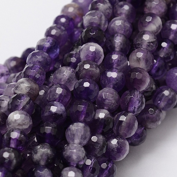 

PandaHall Faceted Round Natural Chevron Amethyst Bead Strands, 6mm, Hole: 1mm, about 68pcs/strand, 15.3 inch Amethyst Round