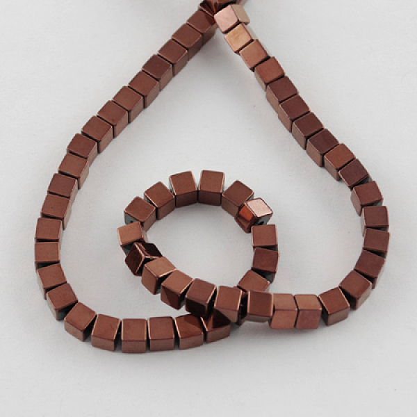 

PandaHall Non-magnetic Synthetic Hematite Beads Strands, Grade A, Cube, Copper Plated, 2x2x2mm, Hole: 1mm Non-magnetic Hematite Cube Brown
