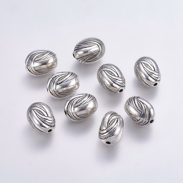 

PandaHall CCB Plastic Beads, Weave Pattern Beads, Oval, Antique Silver, 18x14x14mm, Hole: 2mm Plastic Oval