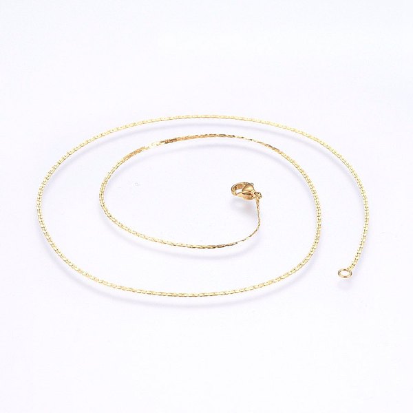 

PandaHall 304 Stainless Steel Chain Necklaces, with Lobster Claw Clasps, Golden, 17.7 inch(45cm), 1.2x0.4mm 304 Stainless Steel