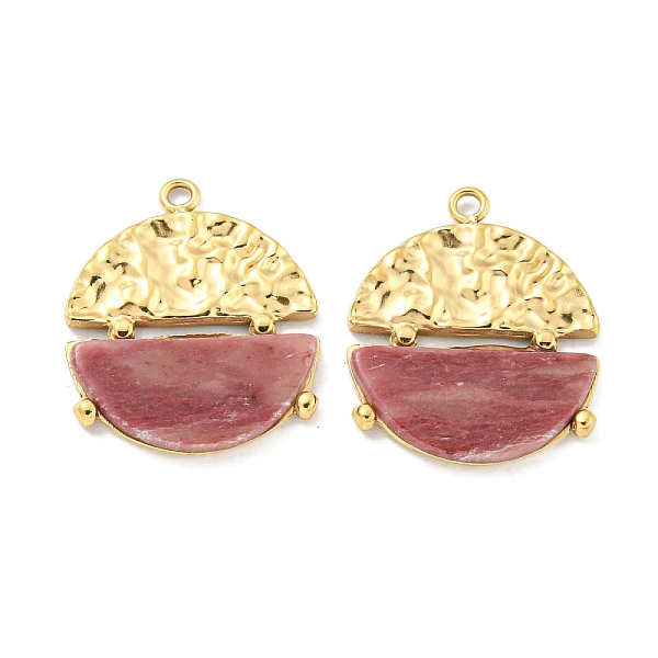 

PandaHall Vacuum Plating 304 Stainless Steel Pendants, Natural Rhodonite Flat Round Charms, Real 18K Gold Plated, 17.5x15x2mm, Hole: 1.2mm...