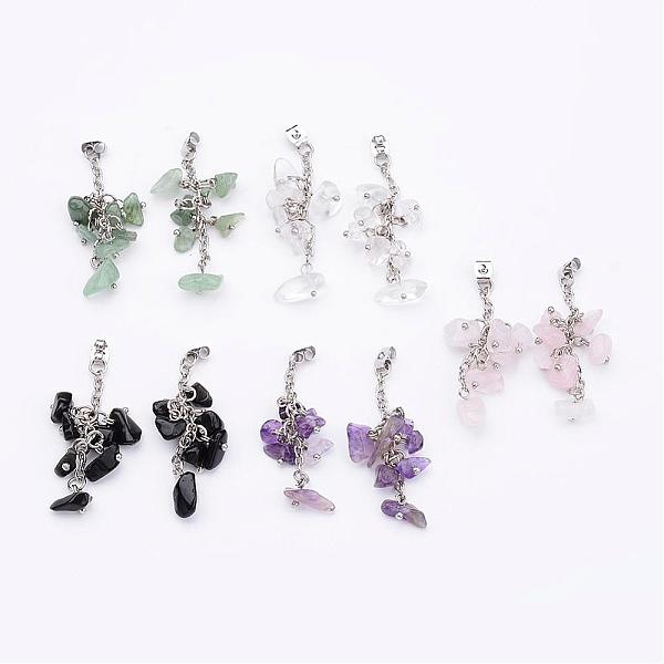 

PandaHall 304 Stainless Steel Ear Nuts, Friction Earring Backs for Stud Earrings, with Natural Gemstone Chip Beads and Iron Findings, Mixed..., Multicolor