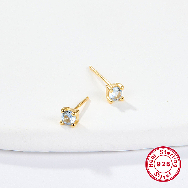 

PandaHall Golden Sterling Silver Micro Pave Cubic Zirconia Stud Earring, Square, Light Sky Blue, 4x4mm Cubic Zirconia Square