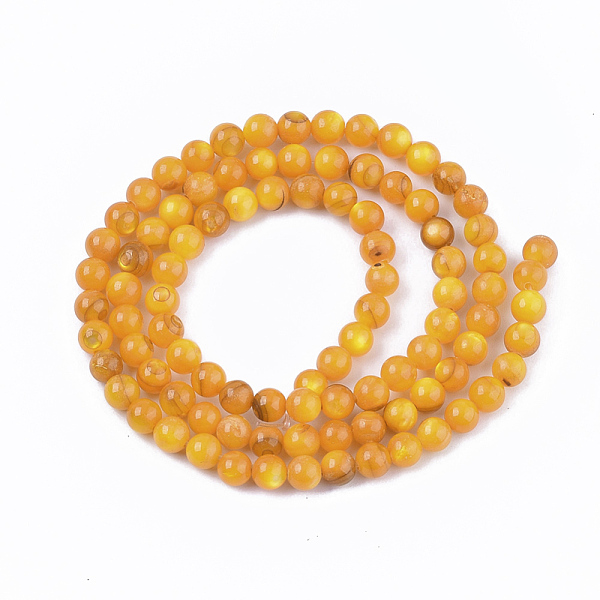 

PandaHall Freshwater Shell Beads Strands, Dyed, Round, Gold, 4mm, Hole: 0.8mm, about 95pcs/strand, 14.96 inch(38cm) Freshwater Shell Round...