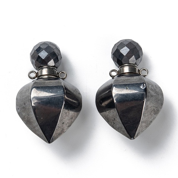 

PandaHall Faceted Synthetic Hematite Openable Perfume Bottle Pendants, with 304 Stainless Steel Findings, Peach Shape, Stainless Steel Color...