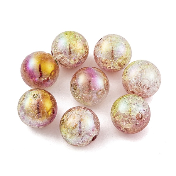 

PandaHall UV Plating Rainbow Iridescent Two Tone Acrylic Beads, Crackle Style, Round, Old Rose, 15.5mm, Hole: 2.7mm Acrylic Round