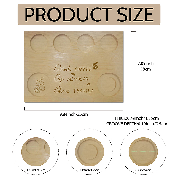

PandaHall Wooden Wine Serving Tray, Rectangle, Drink Pattern, 180x250x12.5mm Wood Drink