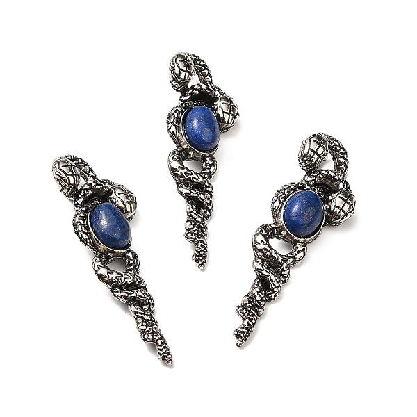 

PandaHall Natural Lapis Lazuli Dyed Big Pendants, Snake Charms, with Rack Plating Antique Silver Tone Alloy Findings, Cadmium Free & Lead...