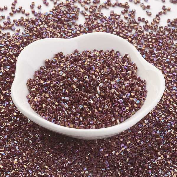 

PandaHall TOHO Japanese Seed Beads, 11/0, Hexagon Two Cut, Opaque Colours Rainbow, (406) Opaque AB Oxblood, 2x2mm, Hole: 0.6mm, about..., Purple