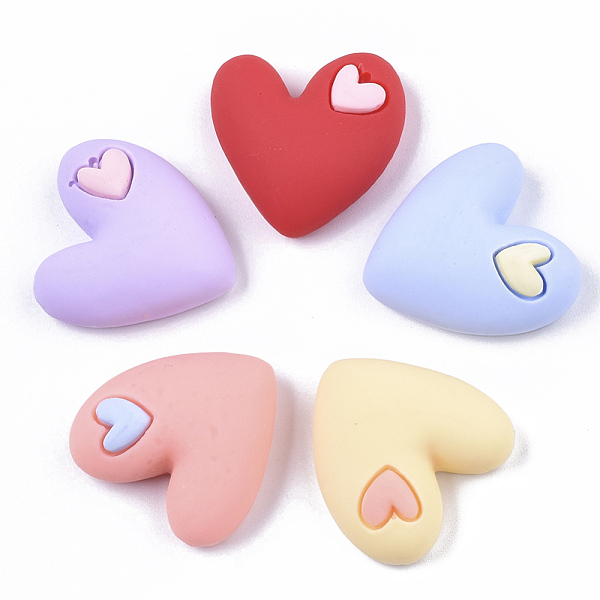 

PandaHall Opaque Resin Cabochons, Heart, Mixed Color, 19x20x8mm Resin Heart Multicolor