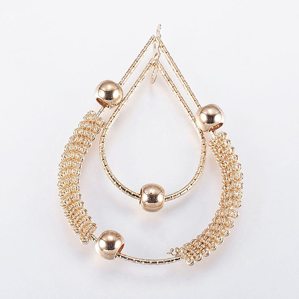 

PandaHall Iron Links, Chandelier Components, with Plastic Findings, teardrop, Light Gold, 75x50x8mm, Hole: 1~3mm Iron Teardrop