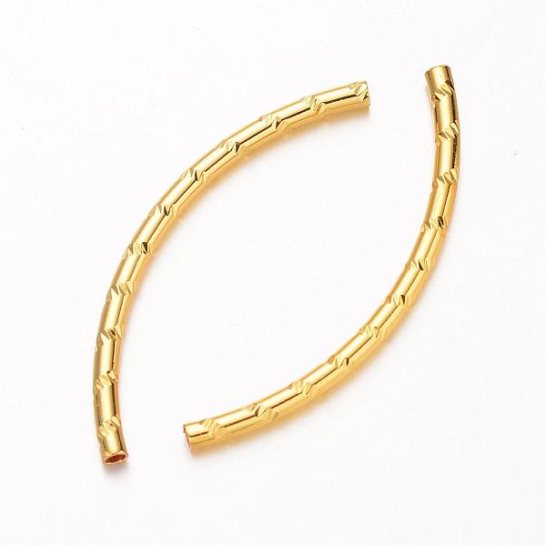 

PandaHall Curved Brass Tube Beads, Real 18K Gold Plated, 50.5x3mm, Hole: 2mm Brass Tube