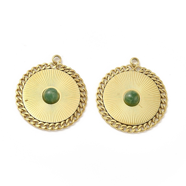 

PandaHall Natural African Jade Pendants, Flat Round Charms, with Vacuum Plating Real 18K Gold Plated 201 Stainless Steel Findings...