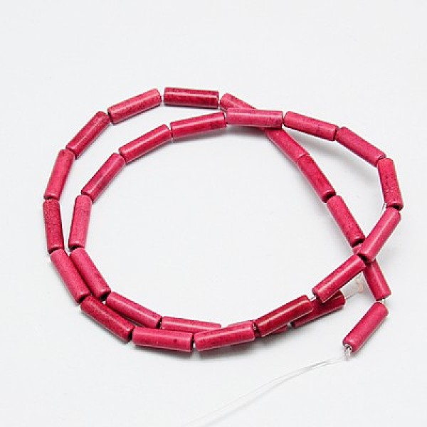 

PandaHall Synthetic Turquoise Beads Strands, Dyed, Column, Cerise, 13x4mm, Hole: 1mm, about 32pcs/strand, 16 inch Synthetic Turquoise Column..., Red