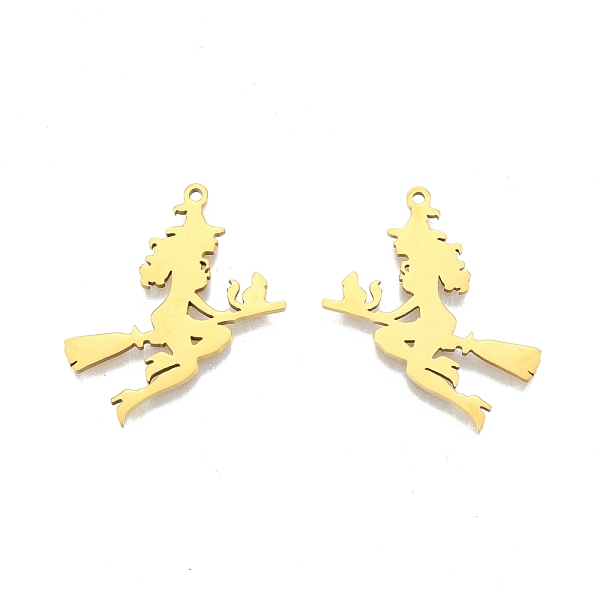 

PandaHall Ion Plating(IP) 201 Stainless Steel Pendants, Witch, Real 18K Gold Plated, 32.5x27x1.5mm, Hole: 1.5mm 201 Stainless Steel Others