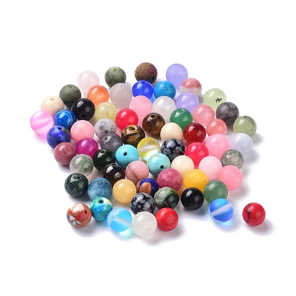 

PandaHall Natural & Synthetic Gemstone Beads, Round, 8mm, Hole: 1.2mm Mixed Stone Round