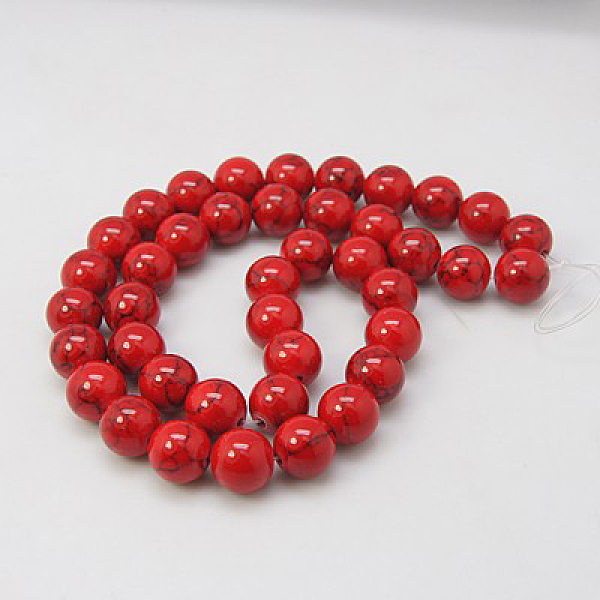 

PandaHall Synthetic Turquoise Beads Strands, Dyed, Round, Red, 6mm, Hole: 1mm, about 66pcs/strand, 15.7 inch Synthetic Turquoise Round Red
