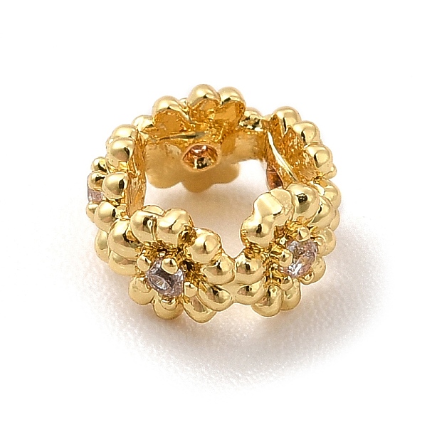 

PandaHall Rack Plating Brass Cubic Zirconia Spacer Beads, Cadmium Free & Lead Free, Long-Lasting Plated, Column with Flower Pattern, Real..., Clear