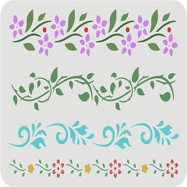 

PandaHall FINGERINSPIRE Flower Border Stencil (4 Style) 29.7x21cm Reusable Flower Drawing Stencil Vines Pattern Stencil Ivy Decoration...