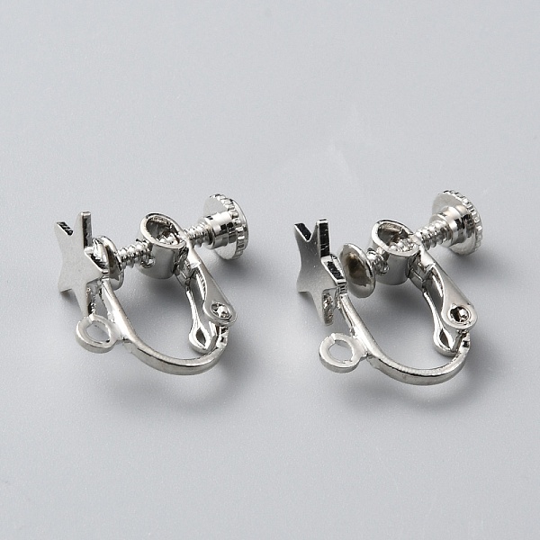 

PandaHall Star Brass Clip-on Earring Findings, Components Screw Back Ear Wire Non Pierced Earring Converter, with Vertical Loops, for...