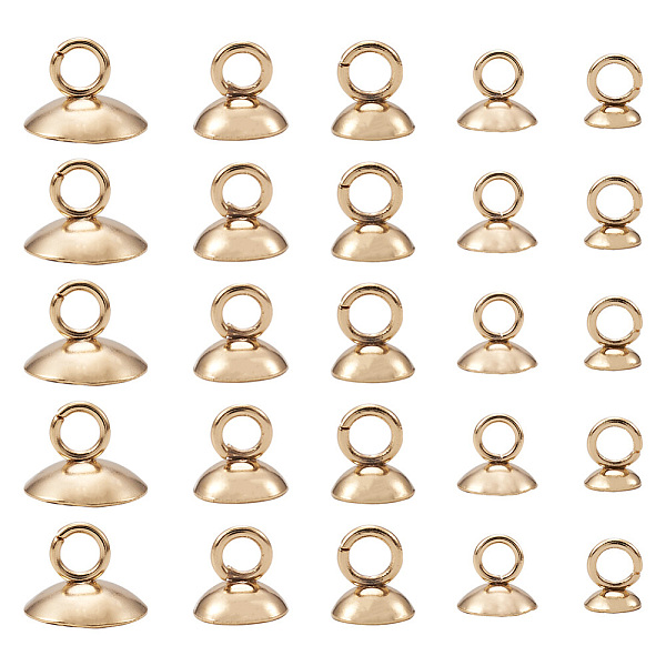 

PandaHall Craftdady 75pcs 5 Styles 304 Stainless Steel Bead Cap Pendant Bails, for Globe Glass Bubble Cover Pendant Making, Half Round...